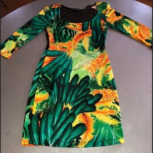 Floral Sheer Back Fitted Mini Dress